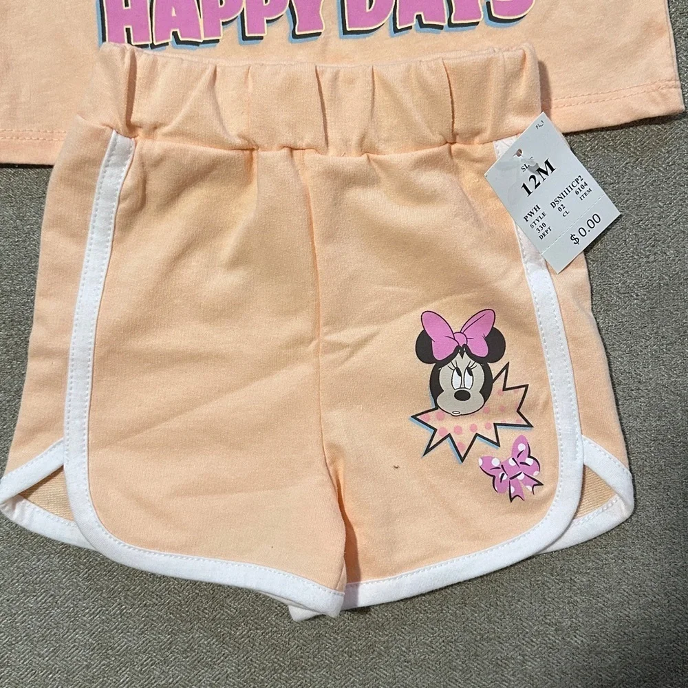 Disney Minnie Mouse Peach and Pink Tee shorts set - Picture 4 of 4